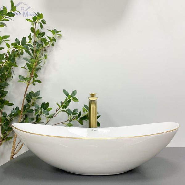 Умывальник (раковина) VBI TURIN WHITE GOLD EDGE накладной VBI-011508 фото