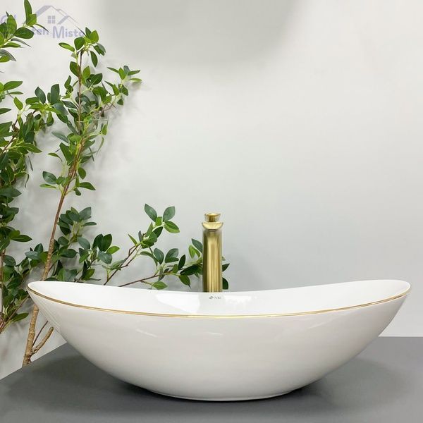 Умывальник (раковина) VBI TURIN WHITE GOLD EDGE накладной VBI-011508 фото