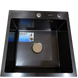 Комплект кухонної мийки Kraft HM 50х50 NANO BLACK PVD (3.0/1.0 мм) Декор SМ045 фото 2