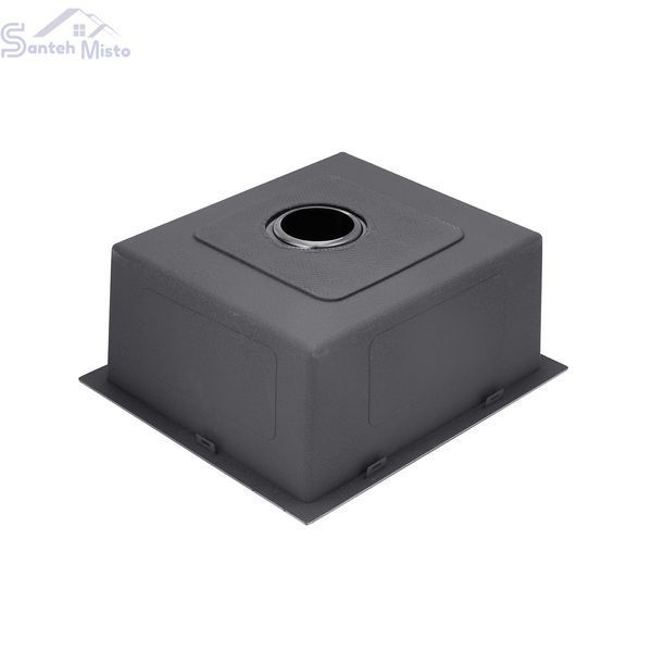 Комплект кухонної мийки Kraft HM 50х50 NANO BLACK (DECOR) PVD (3.0/1.0 мм)+Змішувач для кухні з підключенням до фільтра Kroner SM5560 фото