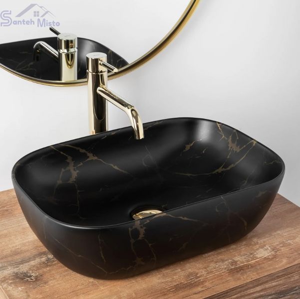 Умывальник (раковина) REA BELINDA BLACK MARBLE MATТ накладной REA-U8908 фото