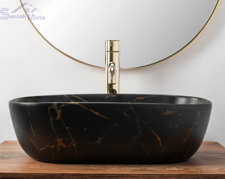 Умывальник (раковина) REA BELINDA BLACK MARBLE MATТ накладной REA-U8908 фото