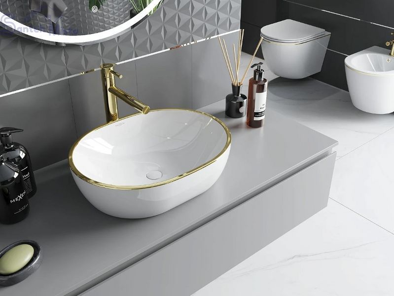 Умывальник (раковина) MEXEN VIKI WHITE GOLD EDGE накладной MEX-21054805 фото