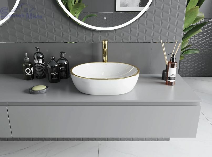 Умывальник (раковина) MEXEN VIKI WHITE GOLD EDGE накладной MEX-21054805 фото