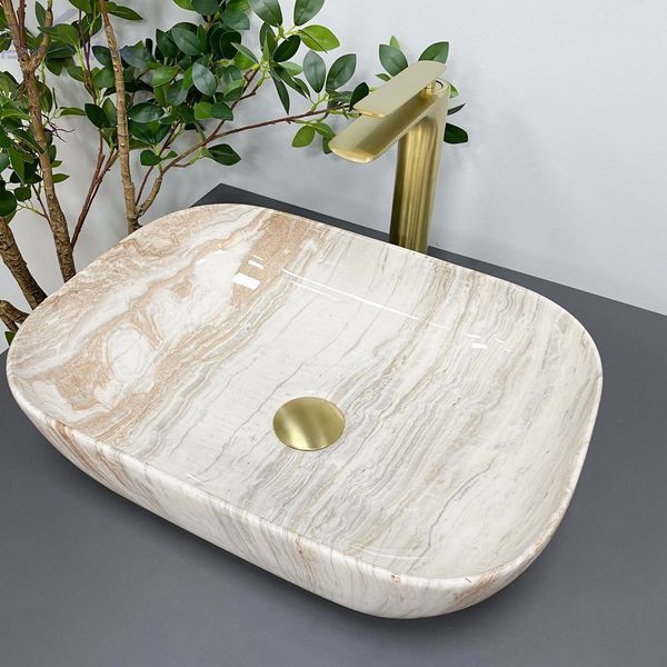 Умивальник (раковина) VBI RAVENNA TRAVERTINE GLOSSY накладний VBI-011204 фото