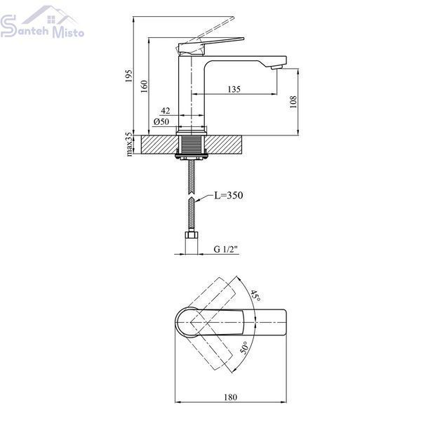 Змішувач для раковини Kroner KRP Makon - GRP010 2434755356 фото
