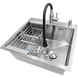 Комплект кухонної мийки Kraft KRF 5448 Декор (3.0/1.0 мм)+Змішувач для кухні Kroner KRP Edelstahl Klassisch &ndash; ESG031BLK SM5522 фото 7