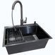 Комплект кухонной мойки Kraft NANO BLACK PVD (Декор-соты) 600х450мм (3.0/1.0 мм)+Смеситель кухонный TH38 Valeso PVD Графит, с выдвижной воронкой SM18050 фото 8