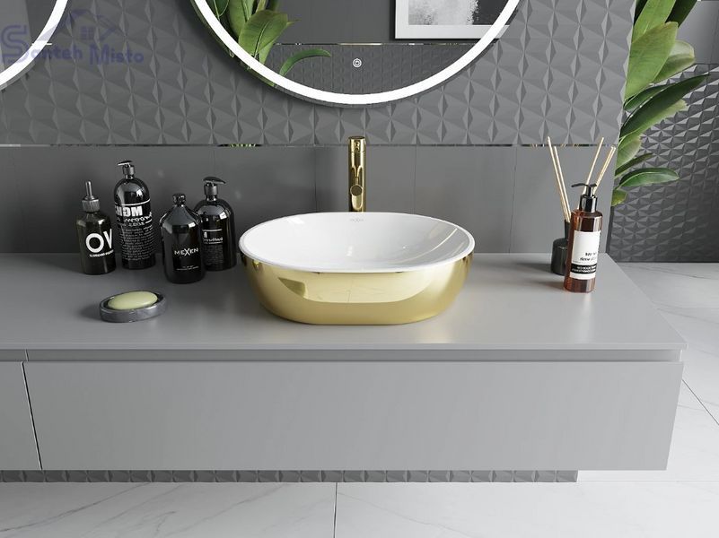 Умывальник (раковина) MEXEN VIKI GOLD WHITE накладной MEX-21054806 фото