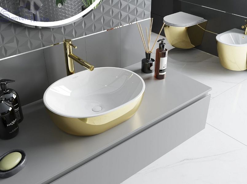Умывальник (раковина) MEXEN VIKI GOLD WHITE накладной MEX-21054806 фото