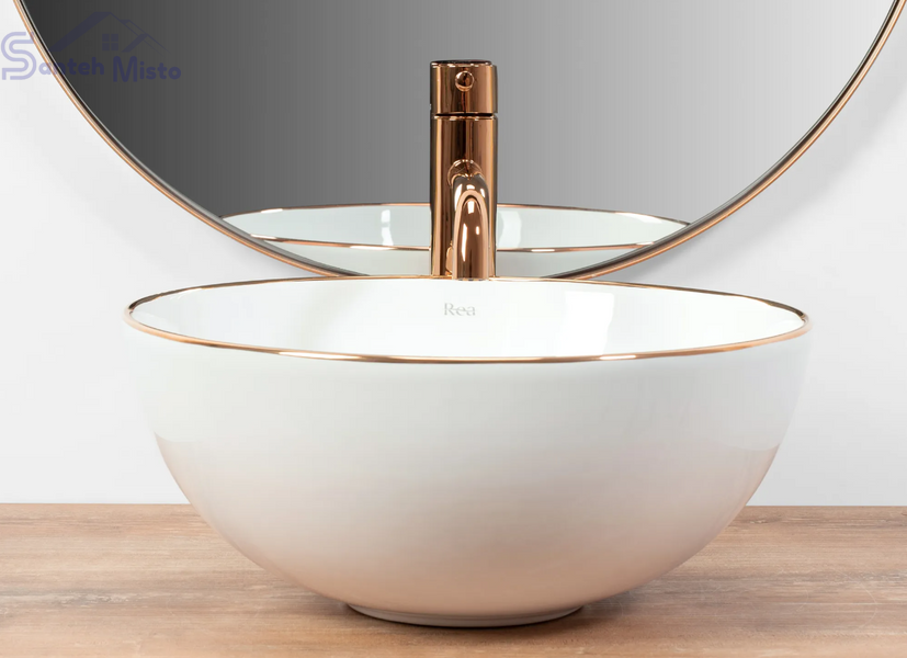 Умивальник (раковина) REA STELLA ROSE GOLD EDGE накладний * REA-U7444 фото