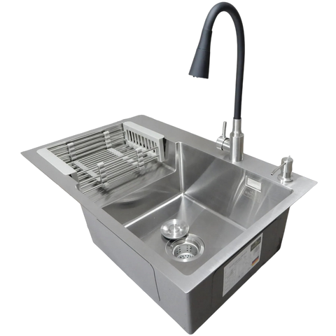 Комплект кухонной мойки Kroner Handmade HS l 780х480 (3.0/1.0 мм) SM482 фото