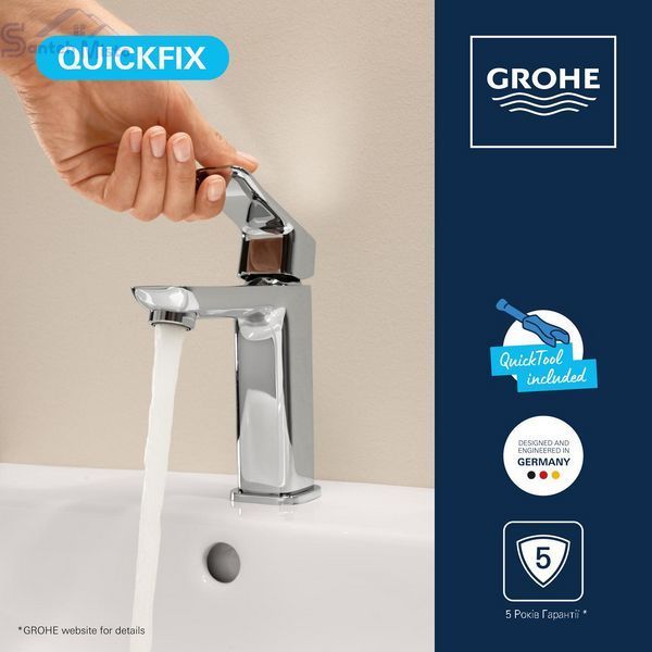 Смеситель для раковины Grohe QuickFix Dice M-Size 1018330000 с донным клапаном CV036187 фото