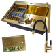 Комплект кухонной мойки Kraft NANO GOLD PVD HS60*45 (3.0/1.0 мм) декор SM42057 фото 1