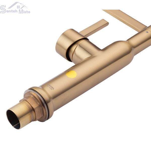 Комплект кухонной мойки Kraft NANO GOLD PVD HS 540х480 (3.0/1.0 мм) декор SM20496 фото