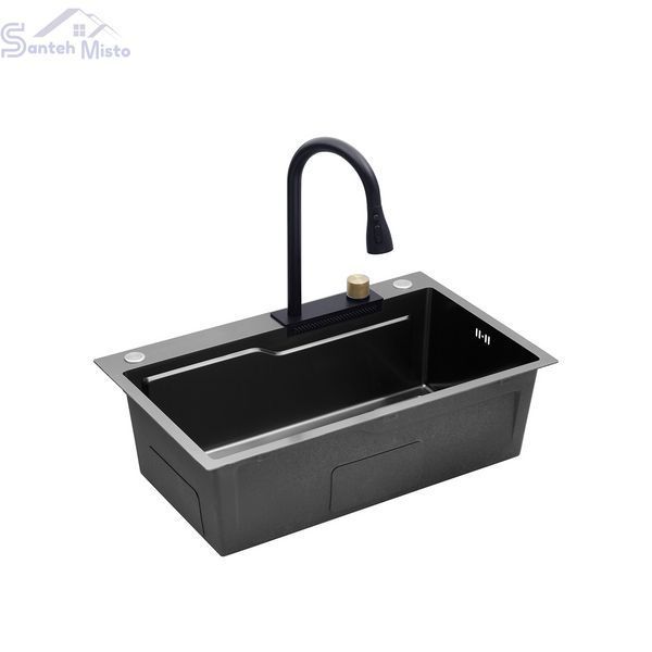 Кухонная мойка Kroner KRP Schwarze - SET7546HM PVD (3.0/0.7 мм) CV032277 фото