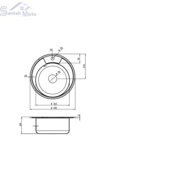 Кухонная мойка Kroner KRP Dekor - 490 (0,6 мм) CV022761 фото