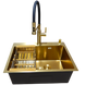 Комплект кухонной мойки Kraft NANO GOLD PVD HS 540х480 (3.0/1.0 мм) декор SM20496 фото 4