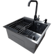Комплект кухонної мийки Kraft HM 50х50 NANO BLACK PVD (3.0/1.0 мм) декор SM6430 фото 5
