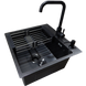 Комплект кухонної мийки Kraft HM 50х50 NANO BLACK PVD (3.0/1.0 мм) декор SM6430 фото 7