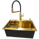 Комплект кухонной мойки Kraft NANO GOLD PVD HS 540х480 (3.0/1.0 мм) декор SM20496 фото 5