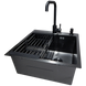 Комплект кухонної мийки Kraft HM 50х50 NANO BLACK PVD (3.0/1.0 мм) декор SM6430 фото 10