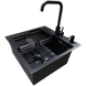 Комплект кухонної мийки Kraft HM 50х50 NANO BLACK PVD (3.0/1.0 мм) декор SM6430 фото 8