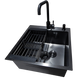 Комплект кухонної мийки Kraft HM 50х50 NANO BLACK PVD (3.0/1.0 мм) декор SM6430 фото 3