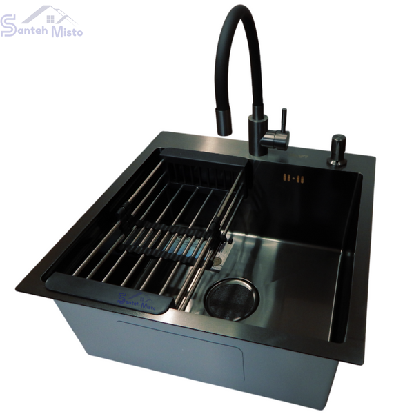 Комплект кухонної мийки Kraft -NANO BLACK 5050HM PVD SM7011 фото