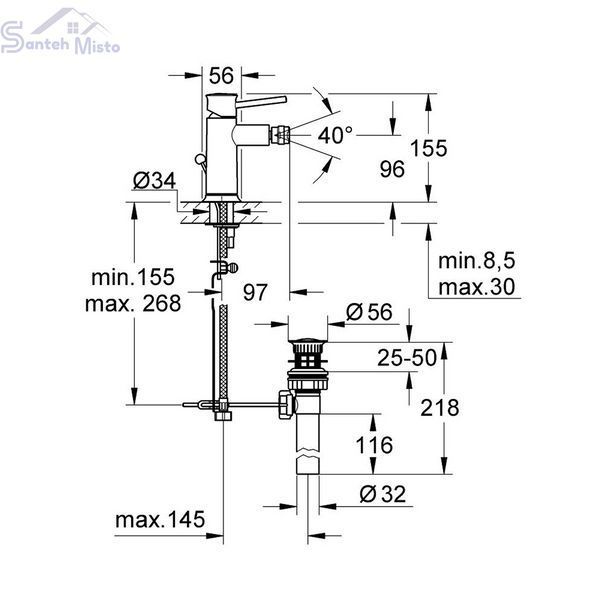 Змішувач для біде Grohe BauClassic 32864000 CV032462 фото
