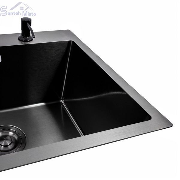 Кухонна мийка PVD чорна VALESO CM 78*43 R Handmade 50204 фото