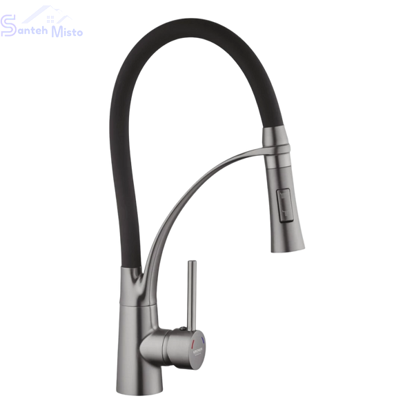 Комплект кухонной мойки Kraft NANO BLACK PVD HS 540*480 (3.0/1.0 мм) декор SM27710 фото