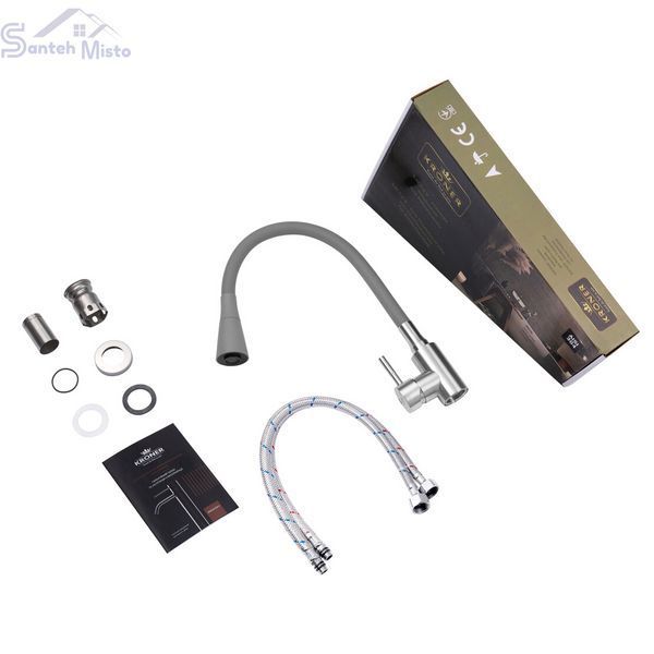Комплект кухонної мийки Kraft KRF 5050 decor (3.0/1.0 мм)+Змішувач для кухні Kroner KRP Edelstahl Klassisch &ndash; ESG031GRA SM40705 фото