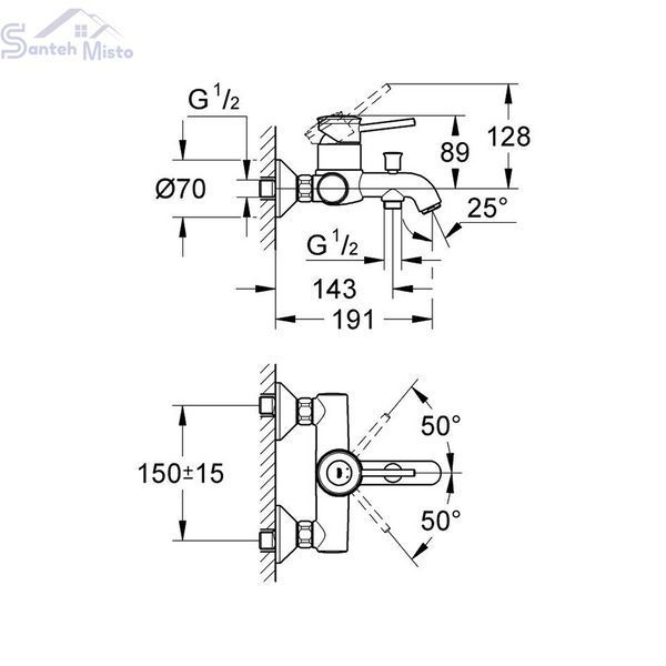 Змішувач для ванни Grohe BauClassic 32865000 CV032464 фото