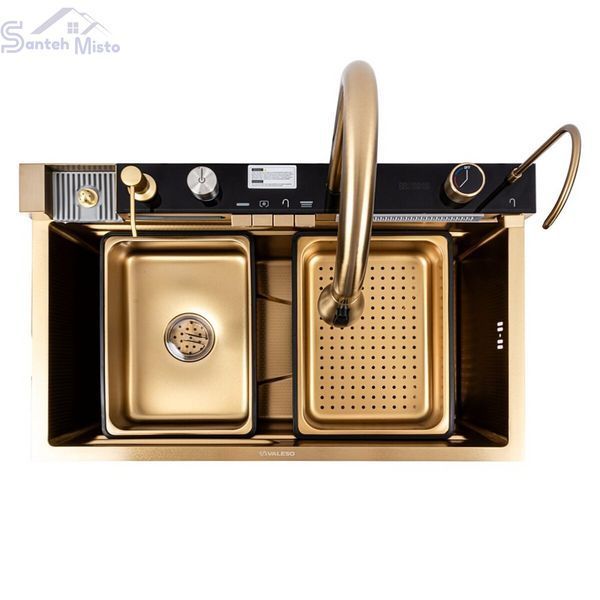 Мойка кухонная PVD Gold VALESO Handmade "Водопад" (ДЕКОР) 50209 фото