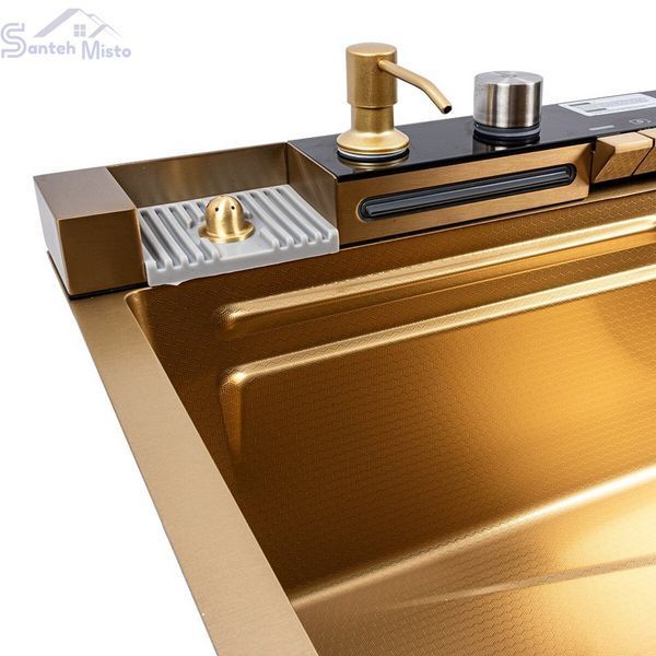 Мойка кухонная PVD Gold 75*45 VALESO Handmade "Водопад" (ДЕКОР) 50209 фото