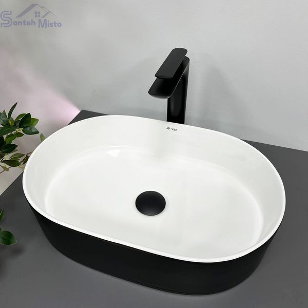Умивальник (раковина) VBI VERONA 50 BLACK WHITE накладний VBI-011309 фото