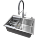 Комплект кухонной мойка Kraft KRF 600х450 decor (3.0/1.0 мм)+Кухонный смеситель Kroner KRP Ersel - C03111BLK SM15810 фото 4