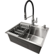 Комплект кухонной мойка Kraft KRF 600х450 decor (3.0/1.0 мм)+Кухонный смеситель Kroner KRP Ersel - C03111BLK SM15810 фото 3
