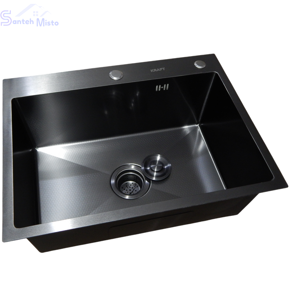Комплект кухонної мийки Kraft NANO BLACK PVD HS60*45 (3.0/1.0 мм) Decor SM4064 фото