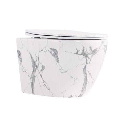 Унітаз підвісний Robin Ultra Quiet 490&times;365&times;325&nbsp;мм, Marble, з сидінням Slim Duroplast / Soft-close / Quick Release QT13332381АSMR Qtap SD00054281 фото