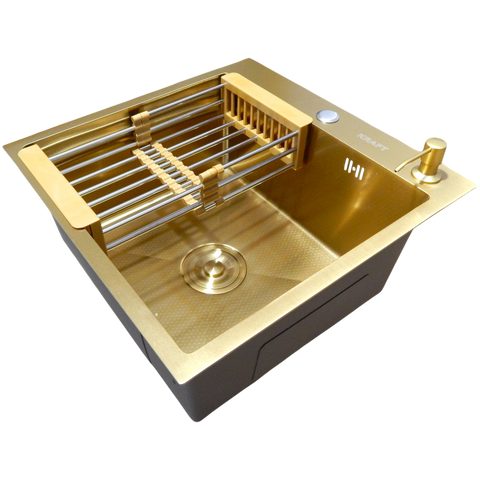 Кухонна мийка Kraft Handmade HM NANO GOLD PVD HS50*50 (3.0/1.0 мм) декор SM550451 фото