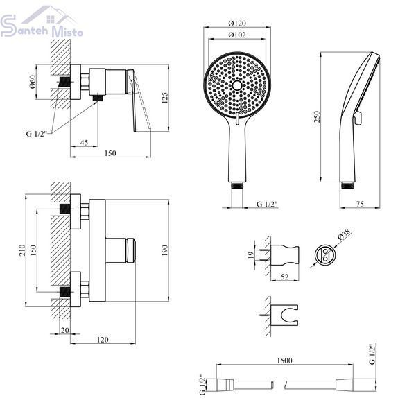 Смеситель для душа Kroner Element 211411-5301 CV035966 фото