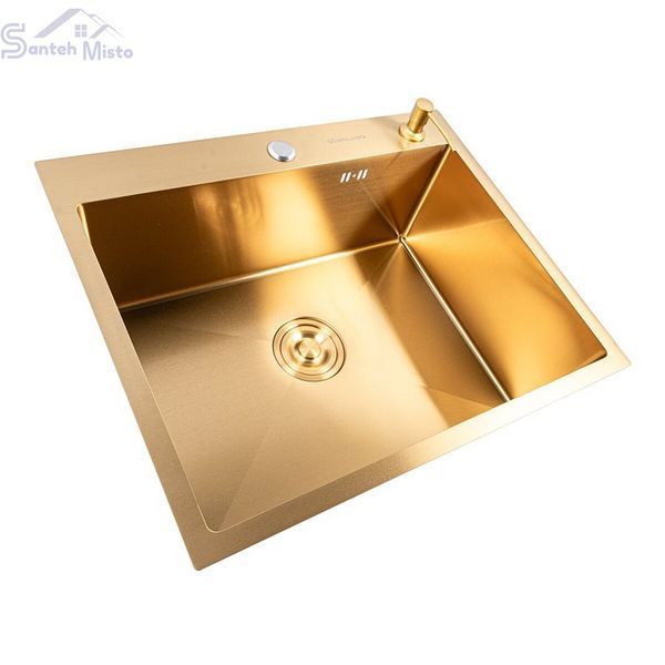 Кухонная мойка нержавеющая сталь PVD Gold для кухни VALESO 60*50 Handmade 3.0/0.8 54062 фото