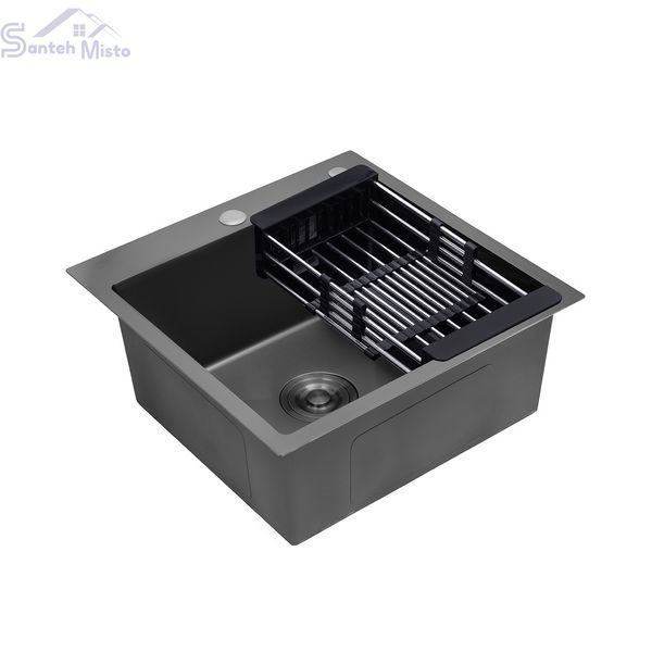 Комплект кухонной мойки Kroner KRP Schwarze - 5050HM PVD (3.0/1.0 мм) SM46 фото