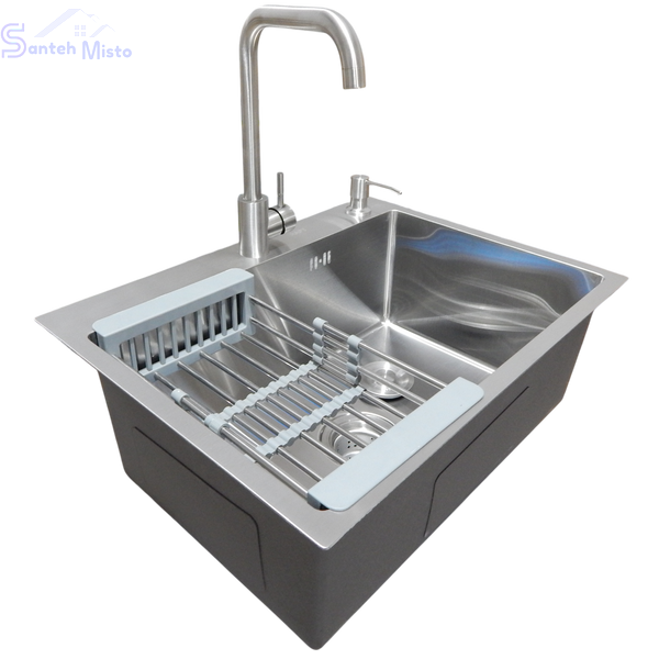Комплект кухонної мийки Kraft KRF 6045 (3.0/1.0 мм) SATIN SM6036 фото