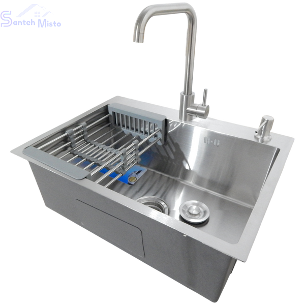 Комплект кухонної мийки Kraft KRF 6045 (3.0/1.0 мм) SATIN SM6036 фото