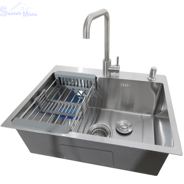 Комплект кухонної мийки Kraft KRF 6045 (3.0/1.0 мм) SATIN SM6036 фото