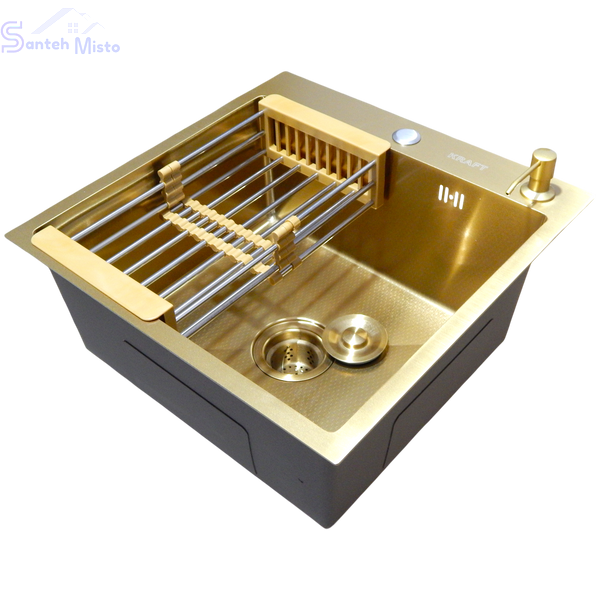Кухонна мийка Kraft Handmade HM NANO GOLD PVD HS50*50 (3.0/1.0 мм) декор SM550451 фото