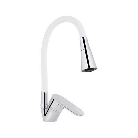 Змішувач для кухні Lidz Tani 008F3 з гнучким виливом (k40) LDTAN008F3WCR37037 Chrome/White SD00043140 фото